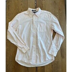 Tommy Hilfiger Academy Poplin Striped Button-Up Long Sleeve Shirt Pink White M